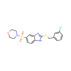 O=S(=O)(c1ccc2[nH]c(SCc3cccc(Cl)c3)nc2c1)N1CCOCC1 ZINC000006131218