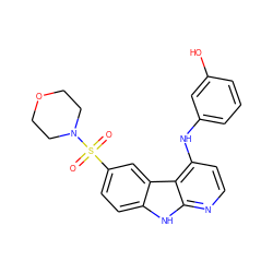 O=S(=O)(c1ccc2[nH]c3nccc(Nc4cccc(O)c4)c3c2c1)N1CCOCC1 ZINC000103297557