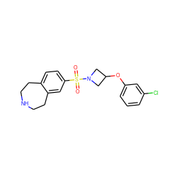 O=S(=O)(c1ccc2c(c1)CCNCC2)N1CC(Oc2cccc(Cl)c2)C1 ZINC000040953817