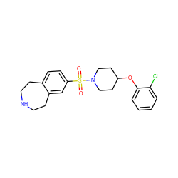 O=S(=O)(c1ccc2c(c1)CCNCC2)N1CCC(Oc2ccccc2Cl)CC1 ZINC000040951260