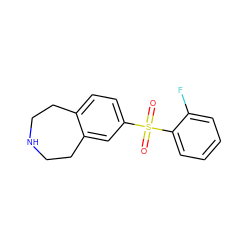 O=S(=O)(c1ccc2c(c1)CCNCC2)c1ccccc1F ZINC000040378957