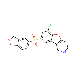 O=S(=O)(c1ccc2c(c1)COC2)c1cc(Cl)c2oc3c(c2c1)CNCC3 ZINC000147522710