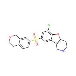 O=S(=O)(c1ccc2c(c1)COCC2)c1cc(Cl)c2oc3c(c2c1)CNCC3 ZINC000147492461