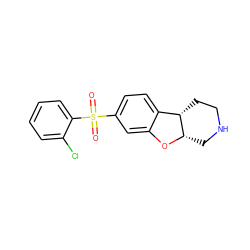 O=S(=O)(c1ccc2c(c1)O[C@H]1CNCC[C@@H]21)c1ccccc1Cl ZINC000073197476