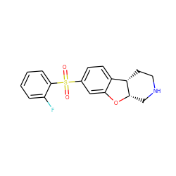 O=S(=O)(c1ccc2c(c1)O[C@H]1CNCC[C@@H]21)c1ccccc1F ZINC000073274859