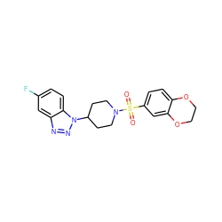 O=S(=O)(c1ccc2c(c1)OCCO2)N1CCC(n2nnc3cc(F)ccc32)CC1 ZINC000001380781