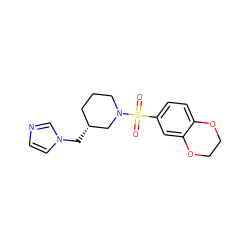 O=S(=O)(c1ccc2c(c1)OCCO2)N1CCC[C@@H](Cn2ccnc2)C1 ZINC000653888020