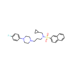 O=S(=O)(c1ccc2ccccc2c1)N(CCCN1CCN(c2ccc(F)cc2)CC1)CC1CC1 ZINC000045368533