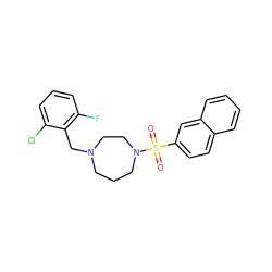 O=S(=O)(c1ccc2ccccc2c1)N1CCCN(Cc2c(F)cccc2Cl)CC1 ZINC000059592628