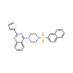 O=S(=O)(c1ccc2ccccc2c1)N1CCN(c2nc(-c3cccs3)nc3ccccc23)CC1 ZINC000033010830