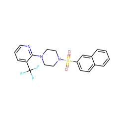 O=S(=O)(c1ccc2ccccc2c1)N1CCN(c2ncccc2C(F)(F)F)CC1 ZINC000029046078