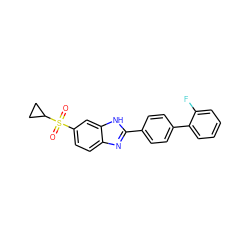 O=S(=O)(c1ccc2nc(-c3ccc(-c4ccccc4F)cc3)[nH]c2c1)C1CC1 ZINC000064539151