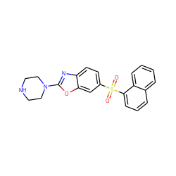 O=S(=O)(c1ccc2nc(N3CCNCC3)oc2c1)c1cccc2ccccc12 ZINC000040863730