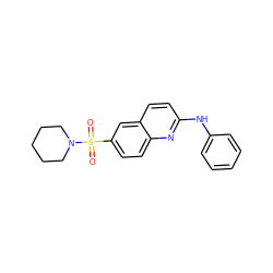 O=S(=O)(c1ccc2nc(Nc3ccccc3)ccc2c1)N1CCCCC1 ZINC000015936505