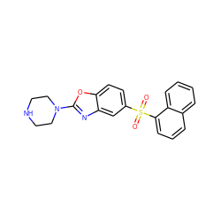 O=S(=O)(c1ccc2oc(N3CCNCC3)nc2c1)c1cccc2ccccc12 ZINC000040863140