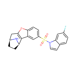 O=S(=O)(c1ccc2oc3c(c2c1)[C@H]1CC[C@@H](C3)N1)n1ccc2ccc(F)cc21 ZINC000143528818