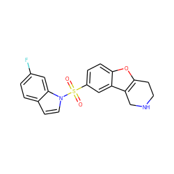 O=S(=O)(c1ccc2oc3c(c2c1)CNCC3)n1ccc2ccc(F)cc21 ZINC000143547931