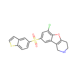 O=S(=O)(c1ccc2sccc2c1)c1cc(Cl)c2oc3c(c2c1)CNCC3 ZINC000147578979