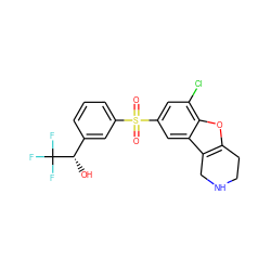 O=S(=O)(c1cccc([C@H](O)C(F)(F)F)c1)c1cc(Cl)c2oc3c(c2c1)CNCC3 ZINC000147525291