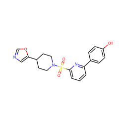 O=S(=O)(c1cccc(-c2ccc(O)cc2)n1)N1CCC(c2cnco2)CC1 ZINC000299825589