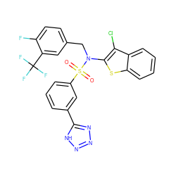 O=S(=O)(c1cccc(-c2nnn[nH]2)c1)N(Cc1ccc(F)c(C(F)(F)F)c1)c1sc2ccccc2c1Cl ZINC000115232985