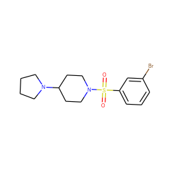 O=S(=O)(c1cccc(Br)c1)N1CCC(N2CCCC2)CC1 ZINC000040446234