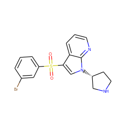 O=S(=O)(c1cccc(Br)c1)c1cn([C@@H]2CCNC2)c2ncccc12 ZINC000028862185