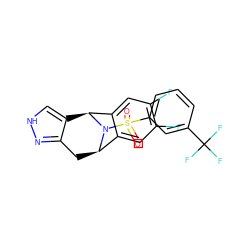 O=S(=O)(c1cccc(C(F)(F)F)c1)N1[C@@H]2Cc3n[nH]cc3[C@H]1c1cc(F)c(F)cc12 ZINC000096906466