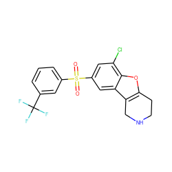 O=S(=O)(c1cccc(C(F)(F)F)c1)c1cc(Cl)c2oc3c(c2c1)CNCC3 ZINC000143671577