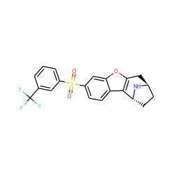 O=S(=O)(c1cccc(C(F)(F)F)c1)c1ccc2c3c(oc2c1)C[C@H]1CC[C@H]3N1 ZINC000143516522