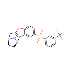 O=S(=O)(c1cccc(C(F)(F)F)c1)c1ccc2oc3c(c2c1)[C@H]1CC[C@@H](C3)N1 ZINC000143452412