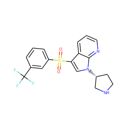 O=S(=O)(c1cccc(C(F)(F)F)c1)c1cn([C@@H]2CCNC2)c2ncccc12 ZINC000028862199