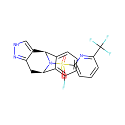 O=S(=O)(c1cccc(C(F)(F)F)n1)N1[C@@H]2Cc3n[nH]cc3[C@H]1c1cccc(F)c12 ZINC000096906464