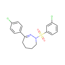 O=S(=O)(c1cccc(Cl)c1)N1CCCCC(c2ccc(Cl)cc2)=N1 ZINC000040567330