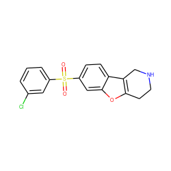 O=S(=O)(c1cccc(Cl)c1)c1ccc2c3c(oc2c1)CCNC3 ZINC000143530101