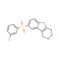 O=S(=O)(c1cccc(Cl)c1)c1ccc2oc3c(c2c1)CNCC3 ZINC000143467170