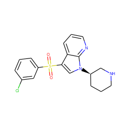 O=S(=O)(c1cccc(Cl)c1)c1cn([C@@H]2CCCNC2)c2ncccc12 ZINC000028862297