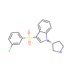 O=S(=O)(c1cccc(Cl)c1)c1cn([C@@H]2CCNC2)c2ccccc12 ZINC000049114508