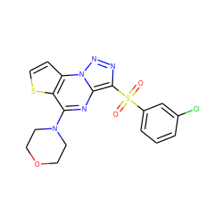 O=S(=O)(c1cccc(Cl)c1)c1nnn2c1nc(N1CCOCC1)c1sccc12 ZINC000020922267