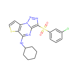 O=S(=O)(c1cccc(Cl)c1)c1nnn2c1nc(NC1CCCCC1)c1sccc12 ZINC000009116949