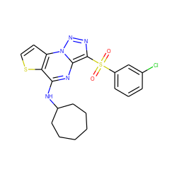 O=S(=O)(c1cccc(Cl)c1)c1nnn2c1nc(NC1CCCCCC1)c1sccc12 ZINC000008618983