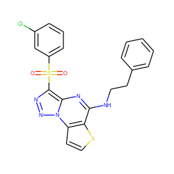 O=S(=O)(c1cccc(Cl)c1)c1nnn2c1nc(NCCc1ccccc1)c1sccc12 ZINC000010272516