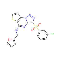 O=S(=O)(c1cccc(Cl)c1)c1nnn2c1nc(NCc1ccco1)c1sccc12 ZINC000020922262