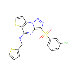 O=S(=O)(c1cccc(Cl)c1)c1nnn2c1nc(NCc1cccs1)c1sccc12 ZINC000020922296