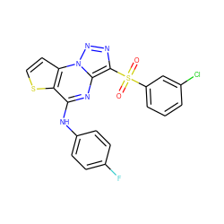 O=S(=O)(c1cccc(Cl)c1)c1nnn2c1nc(Nc1ccc(F)cc1)c1sccc12 ZINC000009116954