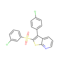 O=S(=O)(c1cccc(Cl)c1)c1sc2ncccc2c1-c1ccc(Cl)cc1 ZINC000138708516