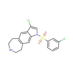 O=S(=O)(c1cccc(Cl)c1)n1cc(Cl)c2cc3c(cc21)CCNCC3 ZINC000040917942