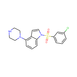 O=S(=O)(c1cccc(Cl)c1)n1ccc2c(N3CCNCC3)cccc21 ZINC000028526196