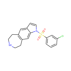 O=S(=O)(c1cccc(Cl)c1)n1ccc2cc3c(cc21)CCNCC3 ZINC000040379328