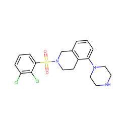 O=S(=O)(c1cccc(Cl)c1Cl)N1CCc2c(cccc2N2CCNCC2)C1 ZINC000003987165